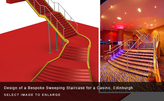 Design of a Bespoke Sweeping Staircase for a Casino, Edinburgh